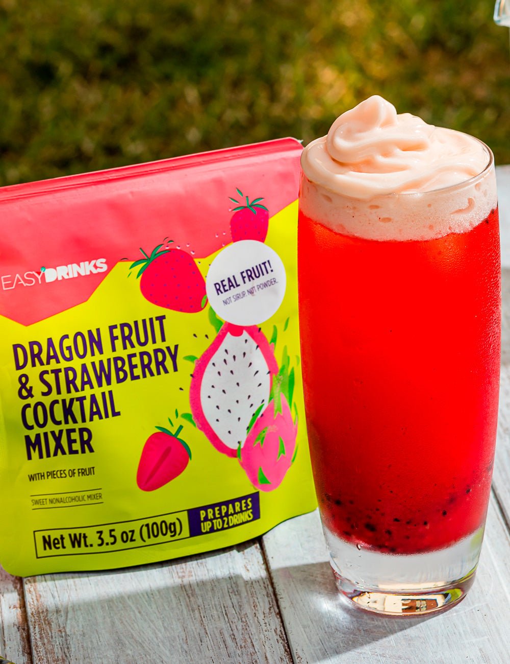 Dragon Fruit & Strawberry Cocktail Mixer (Real fruit with pieces) - Pack 5x 3.5 oz