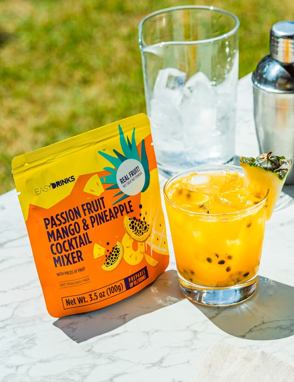 Passion Fruit Mango & Pineapple Cocktail Mixer (Real fruit with pieces) - Pack 3.5 oz