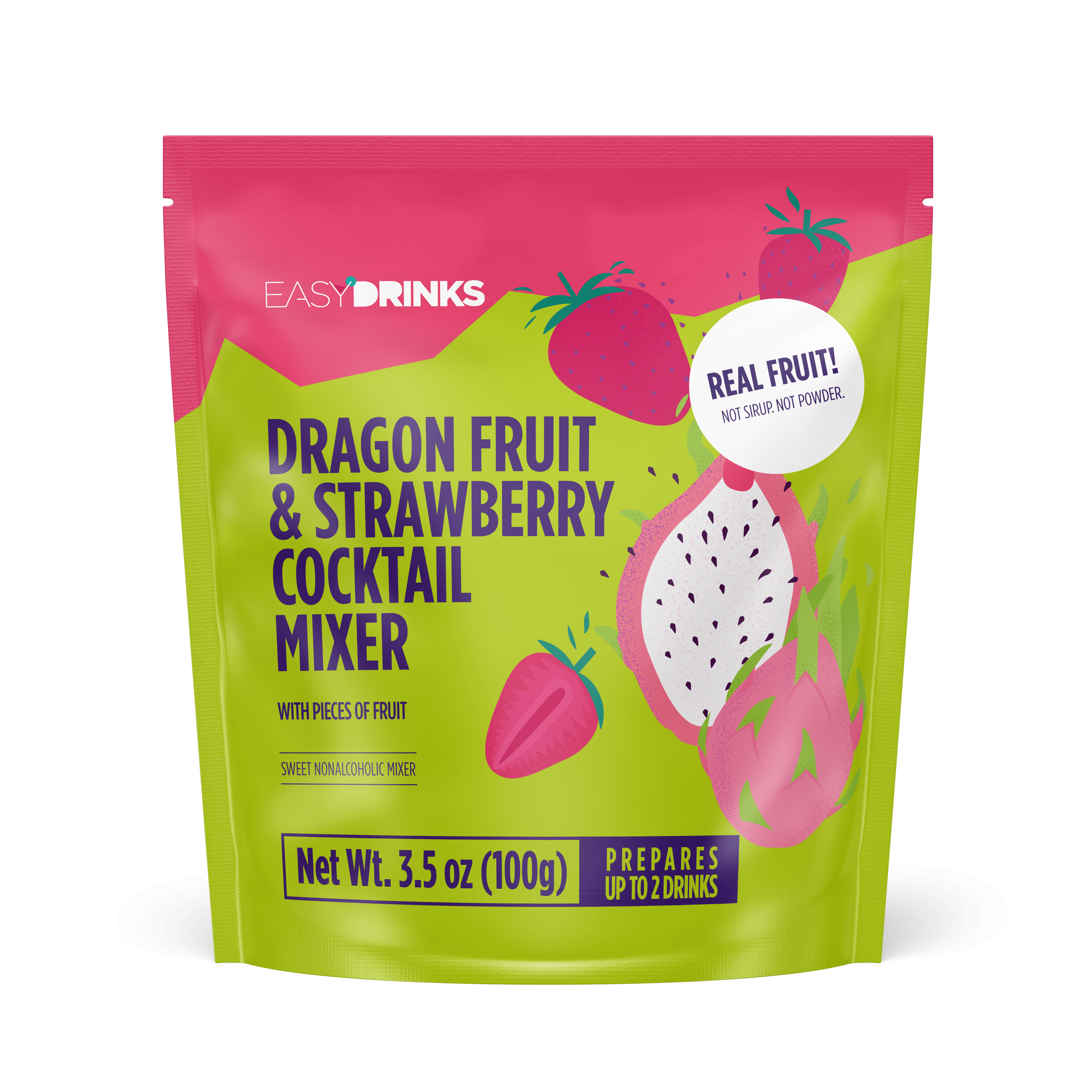 Real Froot Dragon Fruit & Strawberry Cocktail Mixer (Real fruit with pieces) - 3 ...