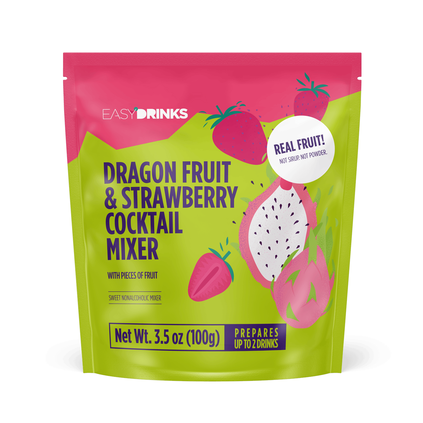 Dragon Fruit & Strawberry Cocktail Mixer (Real fruit with pieces) - 3.5 oz