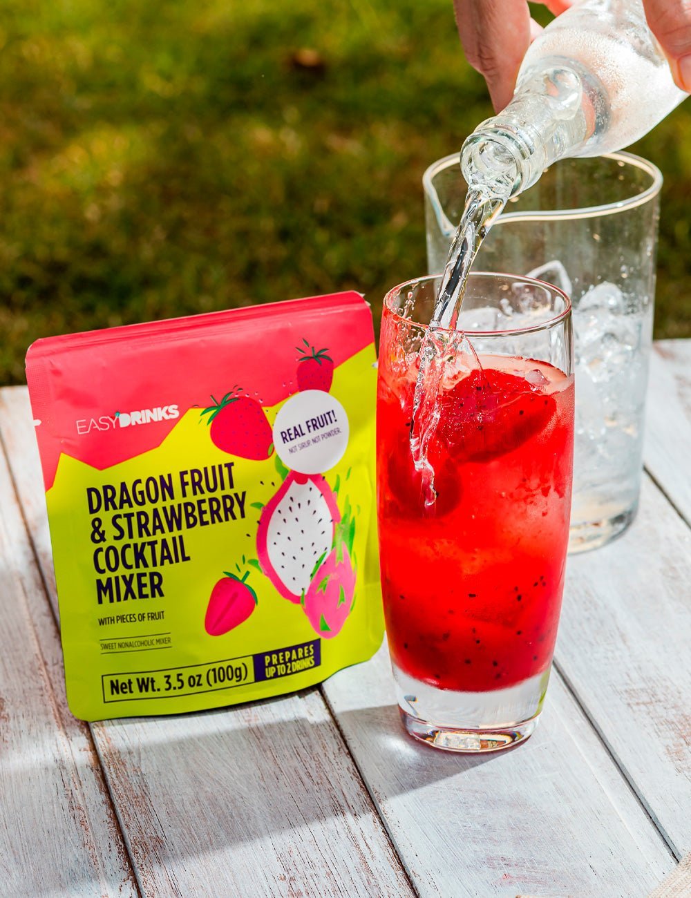 Dragon Fruit & Strawberry Cocktail Mixer (Real fruit with pieces) - 3.5 oz