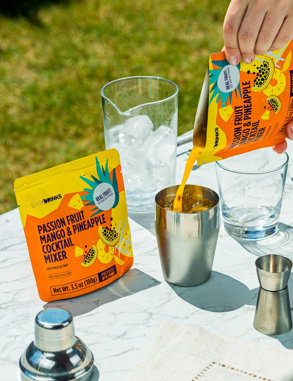 Passion Fruit Mango & Pineapple Cocktail Mixer (Real fruit with pieces) - Pack 3.5 oz