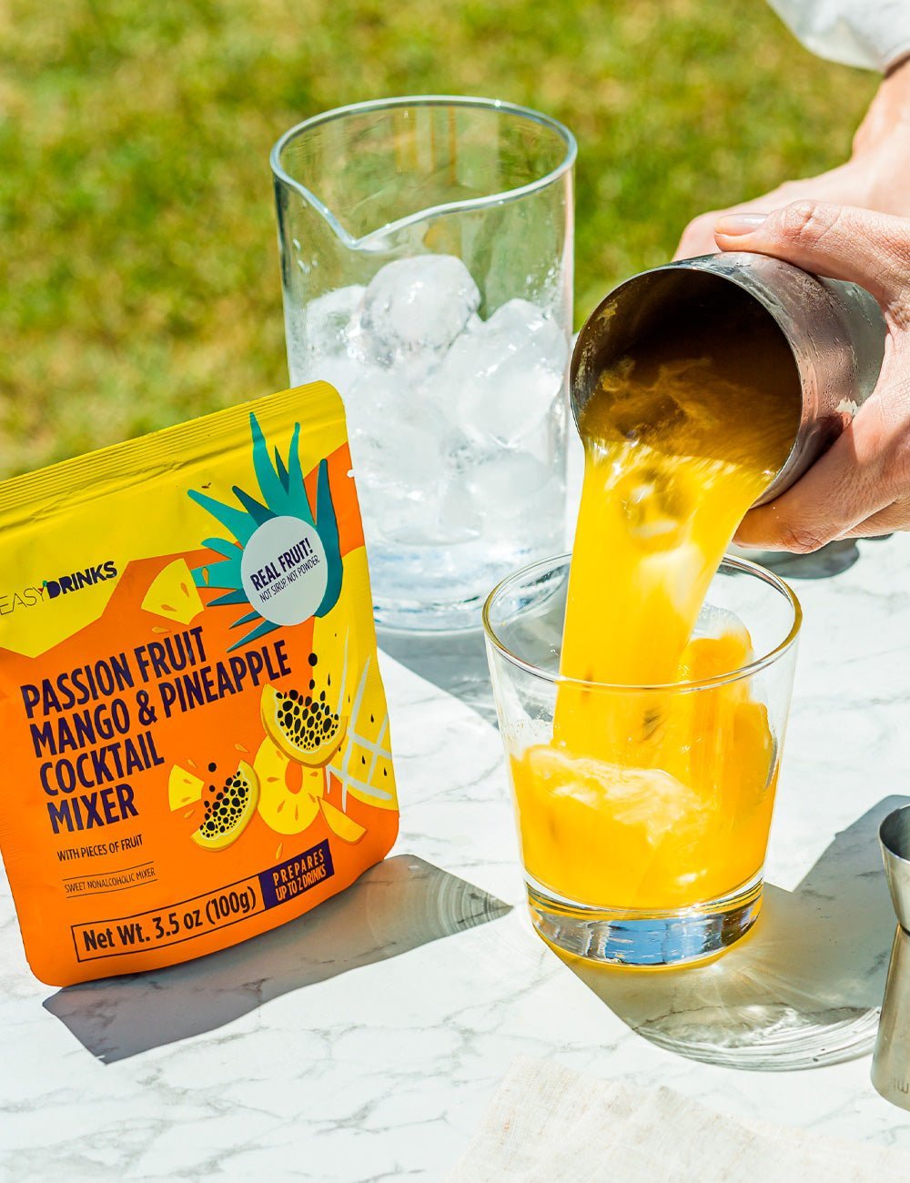 Passion Fruit Mango & Pineapple Cocktail Mixer (Real fruit with pieces) - Pack 3.5 oz