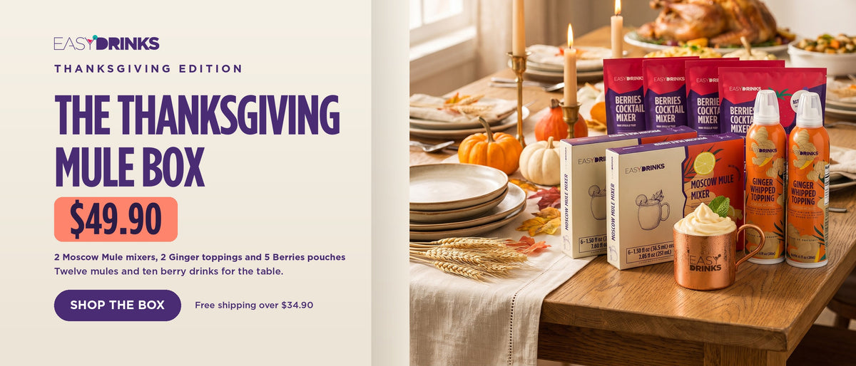 The Thanksgiving Mule Box: 2 Moscow Mule mixers, 2 Ginger whipped toppings and 5 Berries pouches, $49.90